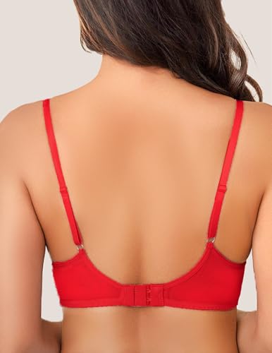 Avidlove Women Sexy Bra Sheer Mesh Unlined Underwire Bra See Throuh Support Everyday Bra Red thumb #1