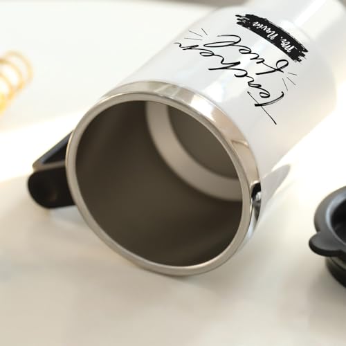 Image of IGP Personalized Teacher Fuel Travel Mug | Same Day Delivery | Custom Name Stainless Steel Travel Mug with Lid & Handle | Reusable Coffee Tumbler | Teacher Appreciation Present for Men & Women