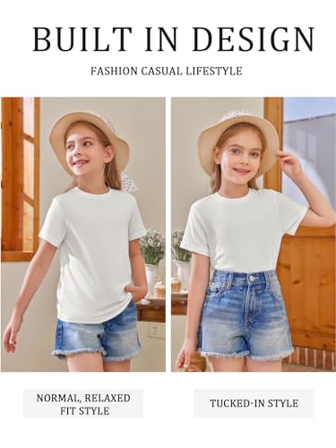 Girls Short Sleeve T Shirts Kids Summer Tops Crewneck Tees 5-14 Years2
