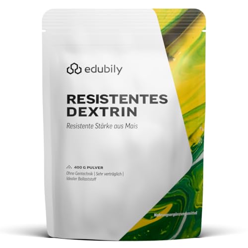 edubily® Resistentes Dextrin - Ballaststoff Pulver - Resistente Stärke Typ 4 aus Mais ohne Gentechnik - Mit Dosierlöffel aus PLA - Laborgeprüft (400 g)