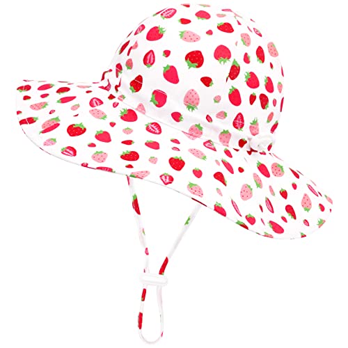 Image of Baby Sun Hat 6-12 Months Baby Girl Sun Hat for Baby Beach Hat Baby Bucket Hat Infant Sun Hat Baby Hat Baby Summer Hat Strawberry