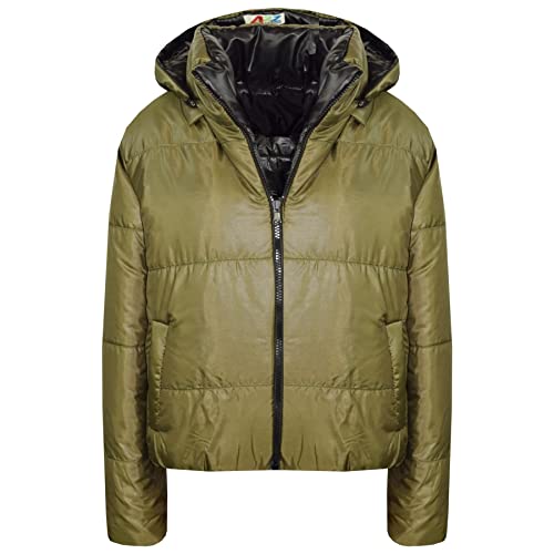 Veste réversible pour fille de 5 à 13 ans avec capuche chaude et manteau matelassé enfant