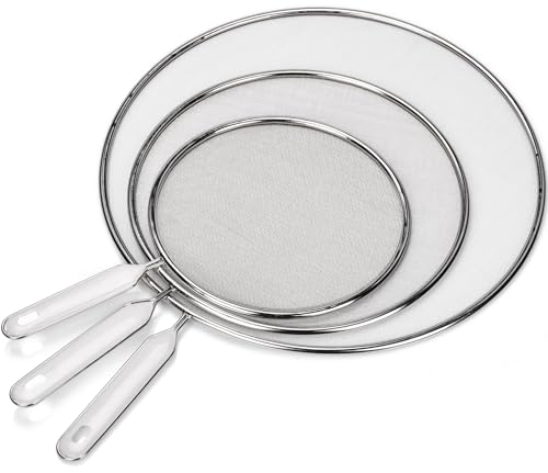 HATANSE 3 Pièces Grand Protection Anti-éclaboussures Couvercle Anti Projection en Acier Inoxydable avec Poignée Projection Cuisine 19cm 25cm 33cm pour Une...