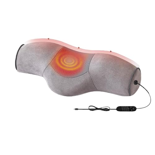 Ohrin 艾草温熱首もみ枕 5V安全電圧+スマート断? 4段タイマー USB携帯可能 肩こり緩和 首反り改善 温熱・マッサージ・ストレッチ3合一 スペースメモリーフォーム 人体工学設計 ストレートネック 枕 首枕 今治タオル枕 ストレートネック ネックピ
