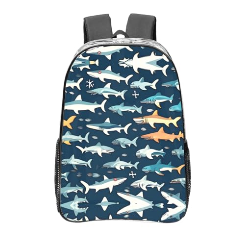 Sac à dos transparent avec poches Sharks noir pour le sport décontracté