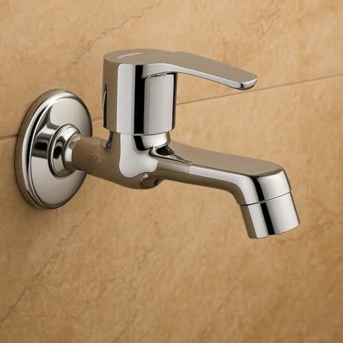 Image of HOUZA Wall-Mount Long Spout Tap, Premium Chrome Finish, with Anti-Corrosion Coating (Short Body)