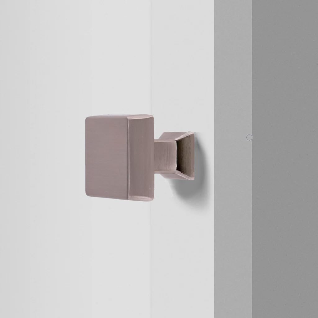 1-1/4 Inch (29.8mm) Colorado Square Knob, Premium Kitchen Cabinet Hardware Knobs. 30mm Projection, Decorative Knobs. (10, Satin Nickel)