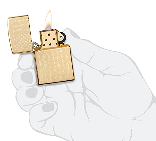 Zippo Pledge Of Allegiance Design High Polish Brass Pocket Lighter #TOP4