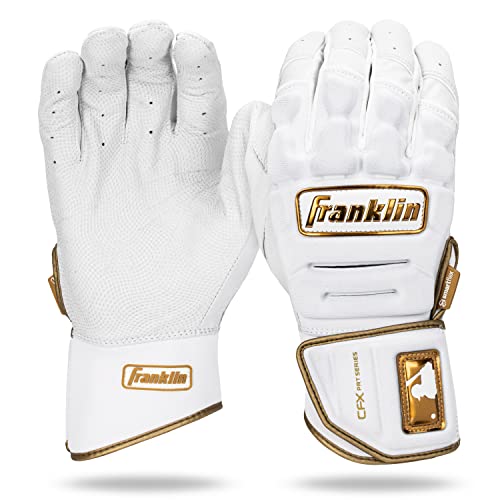 Franklin Sports CFX Pro PRT Batting Gloves - Small - White + Gold - image 1