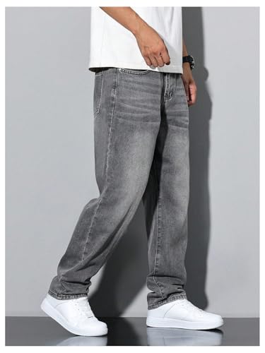 Verdusa Men's Wide Leg Denim Pants Casual Loose Fit Long Jeans with Pockets3