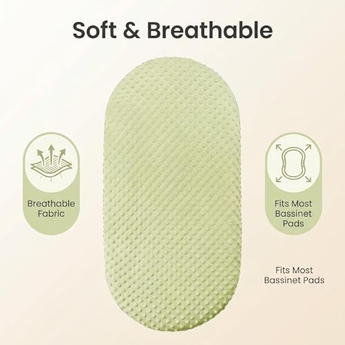Image of Owlowla Bassinet Sheets Set Universal Fitted Baby Bassinet Pad Mattress | Soft Breathable Minky Cradle Sheets Fit for Hourglass Oval Rectangle Mattress for Baby Boys Girls