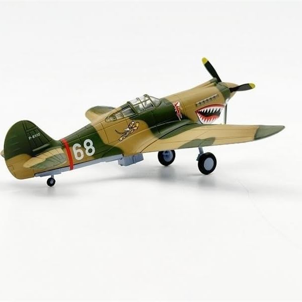 1:72 P-40 Fighter Jet Model, World War II Flying Tigers No.68 Aircraft, Vintage Military Airplane, Metal Diecast Display Ornament, Collection and Gift.