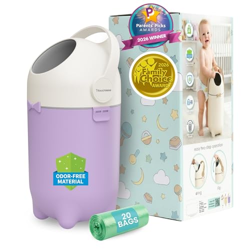 iTouchless Diaper Pail, Disposal System with Ag+ Silver Ion, Odor Locking Bin - Fits Any Bag, No Refills Needed, Award-Winning Nursery Baby Registry Gift - Pastel Orchid