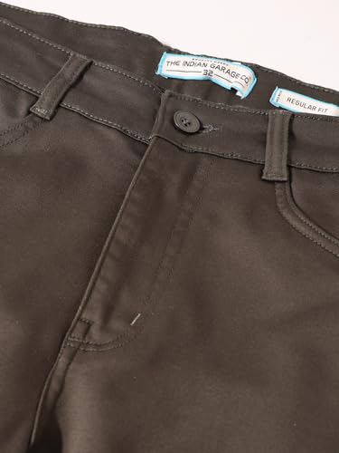 Image of The Indian Garage Co Men Mid-Rise Stretchable Regular Fit Chinos