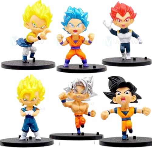 Image of Mallexo DBZ Action Figures Set 6PCs Dragn Bal Z Toys for Kids Animee Toy Set of Size10CM for Car Dashboard, Decoration, Cake, Office Desk & Study Table Multicolor (S11)