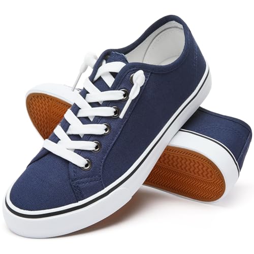 Image of Women Canvas Sneaker Slip On Non Slip Casual Shoes Lace Up Canvas Low Top White Shoes Loafers for Women Fashion Black Sneaker