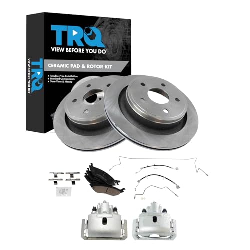 Image of TRQ Rear Brake Pad & Rotor Kit Ceramic Compatible with 2009-2010 Dodge Ram 1500