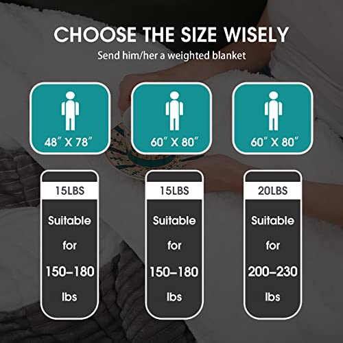 Image of Sherpa Weighted Blanket for Adults 15lbs, 48 inchx72 inch, Twin Full Size Fuzzy Heavy Throw Blanket for 140-160lbs, Microfiber Soft Thick Big Blankets Weighted Comforter Breathable Gift for Sleeping, Grey
