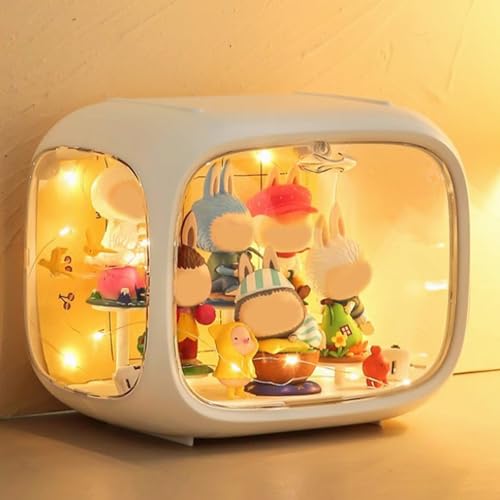 フィギュアケース コレクションケース ディスプレイケース ショーケース アクリルケース 展示柜 ディスプレイボックス 人形ケース 収納ボックス (白---ライト付き)