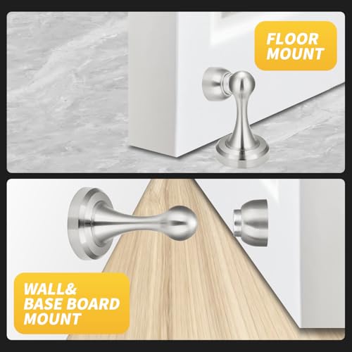 Magnetic Door Stop - Heavy Duty Door Stopper, Premium Stainless Steel, Anti-Rust, Suitable for Various Door Types, Wall & Floor Mount, 1 Pack (1, Stainless Steel)