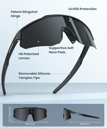 Image of Polarized Sports Sunglasses for Men Women, UV400 Protection Mens Sunglasses Wrap Around Sun Glasses for Cycling Running
