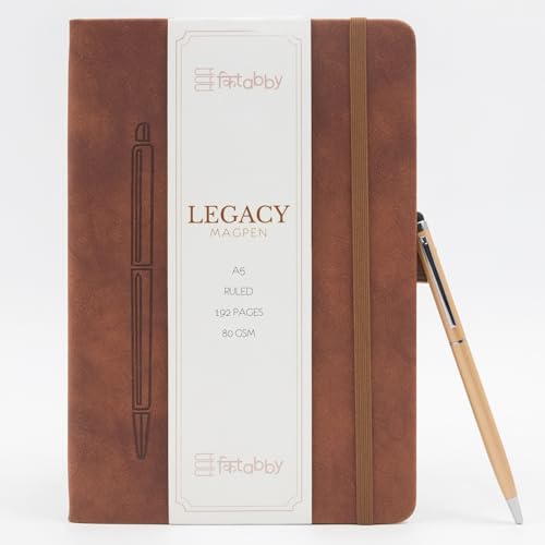Image of Kitabby Legacy Interlock - A5 Hard Bound Notebook with Pen - Tan Brown