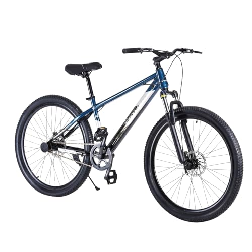 Image of FitTrip Dominator 26 Inch MTB Cycle for Boys and Girls Without Gear | Zoom Masera Lockout Suspension | Imported Clarks Dual Disk Brakes | Stunt MTB Single Speed Cycle (Mariana Teal Blue)