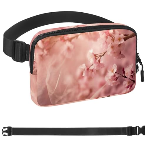 Marsupio a tracolla con fiori di ciliegio rosa per uomini e donne borsa da cintura per viaggi casual passeggiate corsa escursionismo ciclismo Multicolore 07