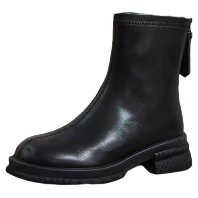 Womens zips up the platform Chelsea boots with round toes and ankle boots