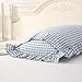 Silnuo Light Blue Plaid Body Ruffle Pillow Sham,Washed Cotton Shabby Checkered Gingham Long Pillow Cover (1 Piece)