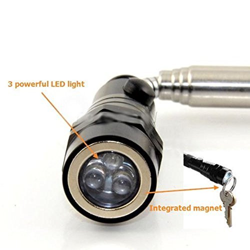 Enbar Magnetic Telescopic Elastic Neck Picking Tools, Portable Expandable Magnetic Telescopic Led Flashlight Magnetic Pickup Tools Work Lights Flashlight Magnetic, Outdoor Multi-Purpose Flashlight #TOP2