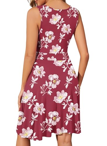 Image of WEACZZY Women's Summer Sleeveless Casual Dresses V-Neck Wrap Floral Holiday Tank Dress Flowy Beach Sundress with Pockets