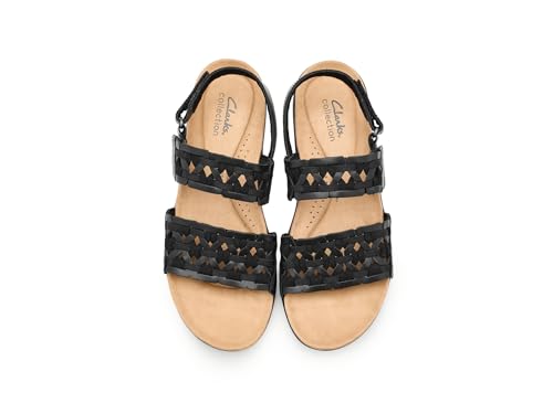 Clarks Clarks Women's Laurieann Lily Flat Sandal, Black Leather, 9