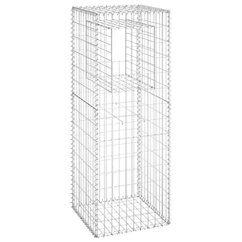 vidaXL Gabion Basket Post Hardware Fencing Post Rail Spot Welded Weather-Proof Outdoor Garden Patio Basket Planter 55.1 Iron