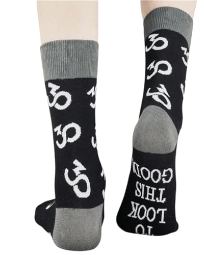 Calcetines de regalo de 30 cumpleaños, talla única (30-12), 30 años, Negro y gris., 20-24