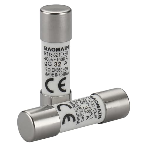 Baomain RT18-32 32A Fuse Link Rt18-32 (Ro15 Rt14 Rt19) 32A Cylindrical Ceramic Tube Gg 10X38Mm 400V Ce Listed Pack Of 20 thumb #3