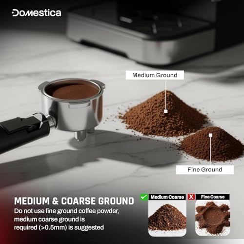 Image of DOMESTICA Brewcraft Pro 2.0 Espresso Coffee Maker Machine for Home | 20 Bar Professional Pressure with Smart Touch Screen | Fastbrew Tech, Milk Frother, Steam Wand for Espresso, Cappuccino, Latte