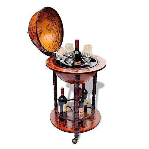 Globe de bar en bois mobile, idéal pour vos soirées salon avec service roulant - 6