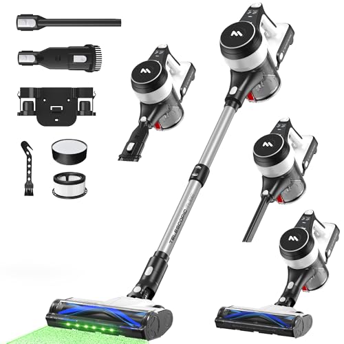 AlloyMove Cordless Vacuum Cleaner, 550W 50KPA 70Mins Powerful Vacuum Cleaners for Home, with Anti-Tangle, LED Display Screen, Self-Standing Stick Vacuum for Hardwood Floors/Pet Hair/Carpet, A01