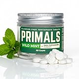PRIMALS Fluoride-Free Toothpaste Tablets - Nano Hydroxyapatite - Zero Artificial Flavors or Plastic - Remineralizes & Whitens Teeth - 60 Count (1 Month Supply)