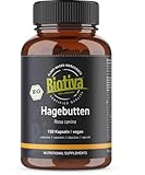 Hagebuttenkapseln Bio 150 Kapseln - 650mg - Hagebutten aus Europa - ohne Zusätze - Hagebutte - Höchste Reinheit - Abgefüllt und kontrolliert in Deutschland - Biotiva