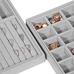 DIOMMELL Set of 9 Stackable Velvet Jewelry Trays Organizer, Jewelry Storage Box Display Trays Showcase Holder Closet Dresser Drawer Organizer for Earring Necklace Bracelet Ring Accessary - Image 4