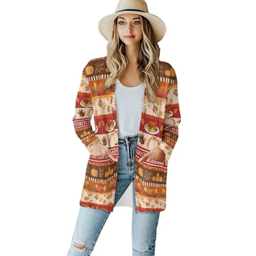 Image of Biyejit Women's Long Sleeve Open Front Cardigan Casual Loose Lightweight Cardigans with Pockets Drape Cardigan
