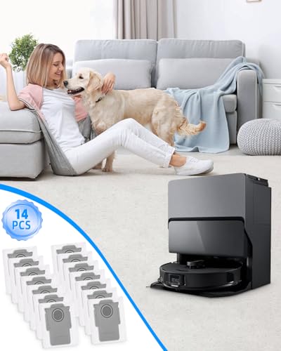 SOBEAU 14 Stück Staubbeutel für Roborock S8 MaxV Ultra / S8 Max Ultra/Q Revo/Qrevo Pro/Qrevo MaxV/Qrevo S/Qrevo Master, Großer Kapazität Staubsaugerbeutel, Zubehör Ersatzteile für Roborock