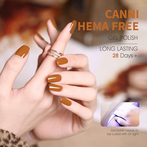 Image of CANNI Brown Gel Nail Polish, 1Pcs Brown Fall Winter Gel Polish Color Nail Polish Gel High Gloss Soak Off U V Gel Nail French Nail Manicure Salon DIY