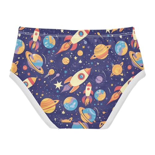 Wusikd Rockets Planets Stars Girls' Underwear Cotton Girls Briefs Soft Toddler Underwear 2T2