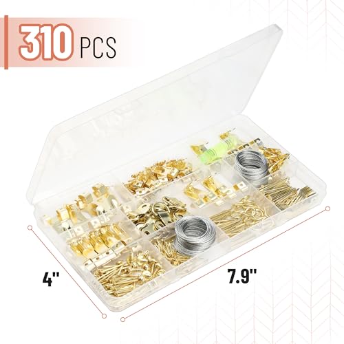 Image of Mr. Pen- Picture Hanging Kit, 310 pcs, Gold, Assorted Hooks (Pack of 2)