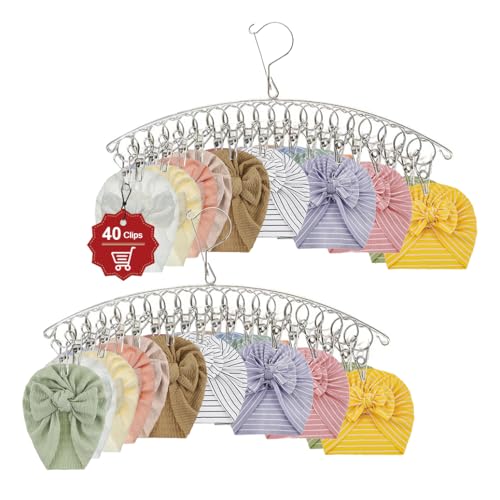 Image of ZURLEFY 40 Clips Hat Holder Storage for Door Wall, Hat Hangers for Closet Organizer and Storage for Baseball Caps, Beanie & Accessories(26-02)