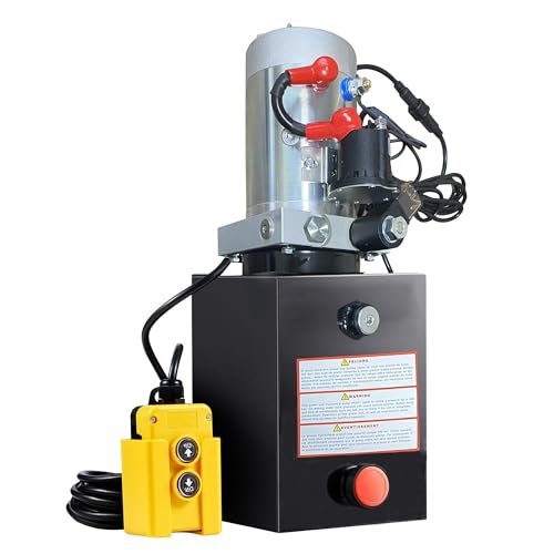 TIANDI DC Hydraulic Pump 12V Dump Trailer Pump 12 Quart Hydraulic Power Units,1.59 GPM Flow Rate for Dump Trailer Car Lifting and DIY Hydraulic Systems SAE6 Ports (3200 PSI Max Relief Pressure)