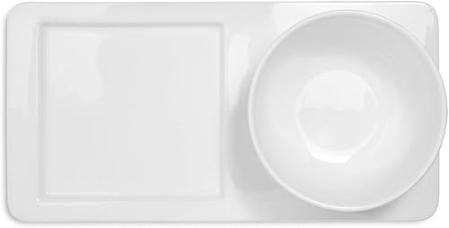 Sur La Table Juego de platos para servir sopa y sándwich, cuenco y plato de sopa de 21 onzas, blanco, microondas y lavavajillas